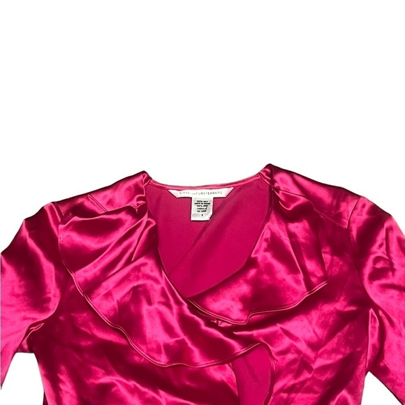 Diane Von Furstenberg Marla pink 100% silk wrap top - Picture 5 of 10